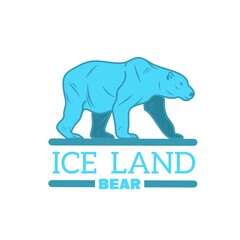 The blue polar bear is walking. Ilustration bear design logo icon mascot. 