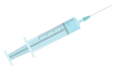 Medical syringe with needle, icon. Vector illustration.