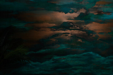 old copper. Beautiful background fire and ice. green and blue copper patina