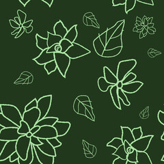 Floral pattern vector illustration on a dark green background