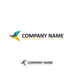 illustration bird logo origami style