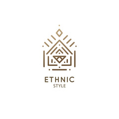 Vector logo of geometric elements template. Squire sacred symbol. Outline icon of abstract shapes