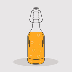 Bottle beer draw drink alcohol liquid enjoy icon - Vector