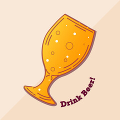 Cup beer sticker drink alcohol liquid enjoy icon - Vector