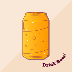 Can beer sticker drink alcohol liquid enjoy icon - Vector