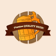 Glass beer logo drink alcohol liquid enjoy icon - Vector