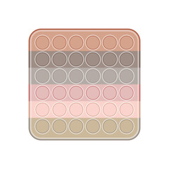 Pop it square in delicate pastel shades of the rainbow. Beige pop it in trendy colors. Trend of 2021. Pop it antistress toy for autists. Popular modern vector toy isolated on white background.
