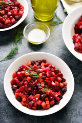 Beet salad in bowl