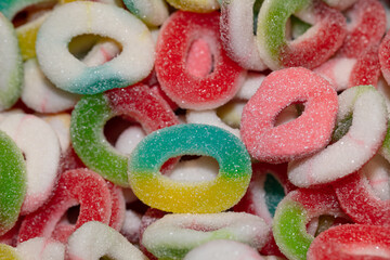 Round multicolored jelly candies background