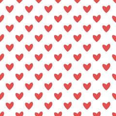 Vector seamless polka dot pattern with hearts. Cute design for fabric, wrapping, wallpaper for Valentine's Day.