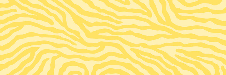 Vector abstract animalistic background. Freehand illustration of zebra skin print. Long horizontal banner.