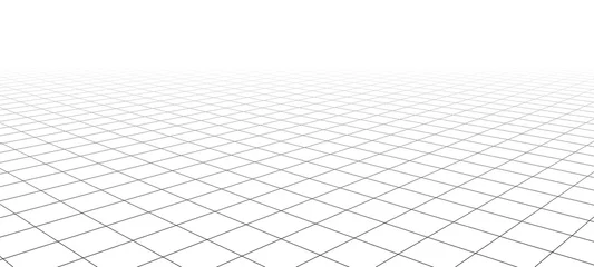 Foto op Canvas Vector perspective mesh. Detailed grid lines on white background. © Ihor