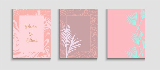 Abstract Retro Vector Banners Set. Tie-Dye, Tropical Leaves Flyers.