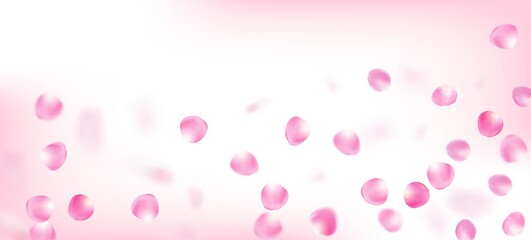 Rose Petals Falling Confetti. Female Premium Magic Texture. Flying