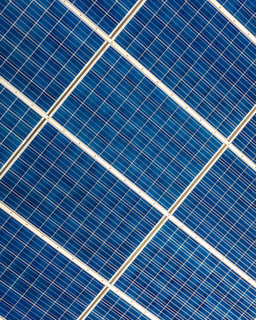 Aerial view of solar panels installed at Liberty Magnet Elementary School in Vero beach, Florida, United States.