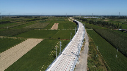 Electrified railway construction site, North China