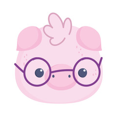 pig with glasses face