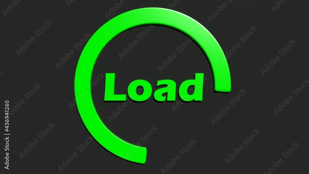 Poster a green circular indicator sign with the write load - 3d rendering animation video clip