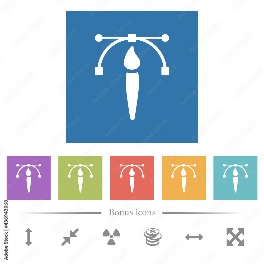 Aufkleber drawing vector curve with brush tool flat white icons in square backgrounds
