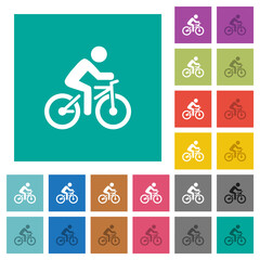 Bicycle with rider square flat multi colored icons