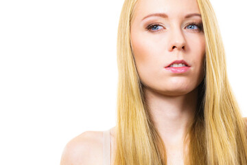 Portrait girl long blonde hair
