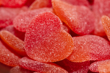 Red heart shaped jelly candies