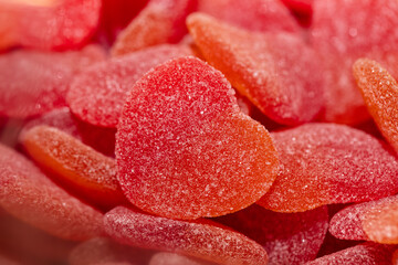 Red heart shaped jelly candies