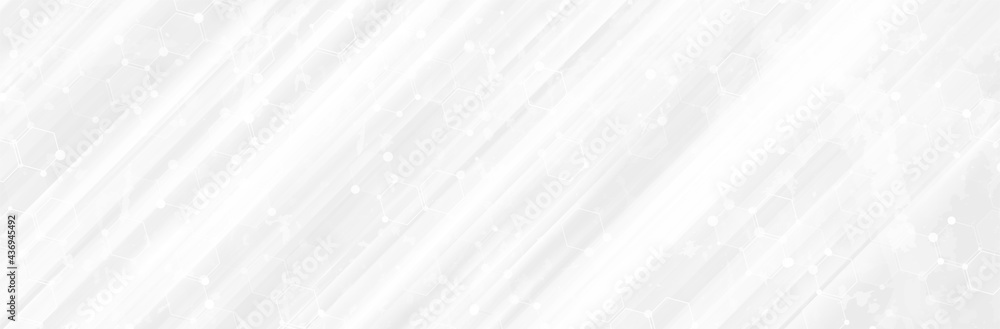 Poster abstract white hexagon background. hexagonal pattern. gray gradient backdrop. neutral business prese
