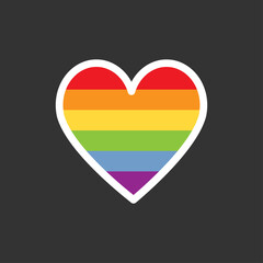 LGBT pride flag or rainbow pride flag on heart background.
