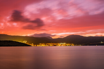 Dreamy Sunset at Torba, Bodrum region, Turkey. Long exposure picture, october 2020