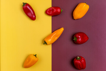 Abstract photography of red and yellow peppers