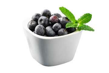 Blueberries, bog whortleberry, great biberry isolated on white background.
