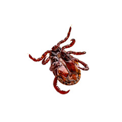 Encephalitis Tick Insect Isolated on White. Encephalitis Virus or Lyme Borreliosis Disease Infectious Dermacentor Tick Arachnid Parasite Macro.