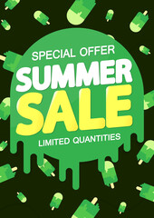 Summer Sale, discount poster design template, special season offer, promotion banner, vector illustration