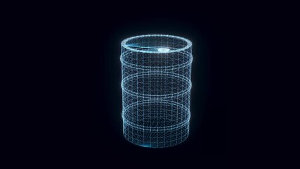 explosive barrel hologram Rotating. High quality 4k footage
