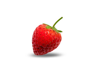 Red strawberry isolated on white background with clipping path. Fresh organic fruit.