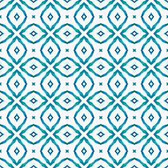 Fototapeta premium Summer exotic seamless border. Blue unusual boho