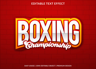 boxing text effect editable template design with abstract style and modern concept