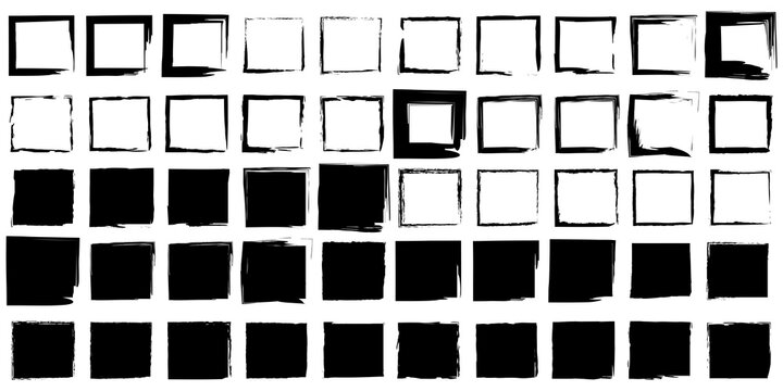 Hand Drawn Brush Squares. Grunge Texture Background. Ink Illustration. Vector Illustration. EPS 10.