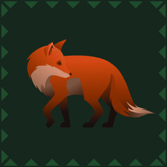 vector illustration of a fox on a green background