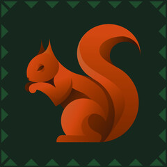 vector illustration of a squirrel on a green background