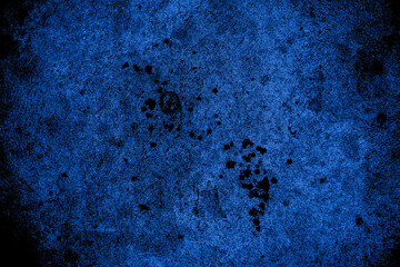 Old wall pattern texture cement blue dark abstract  blue color design are light with black gradient background.