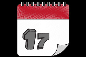 Number with monthly calendar dates.