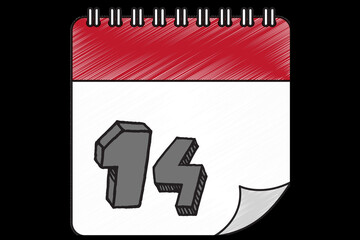 Number with monthly calendar dates.