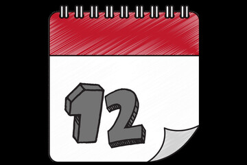 Number with monthly calendar dates.