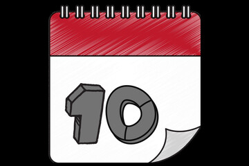 Number with monthly calendar dates.