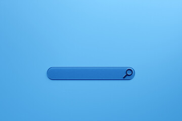 3d illustration of an internet search page on a blue  background. Search bar  icons - obrazy, fototapety, plakaty