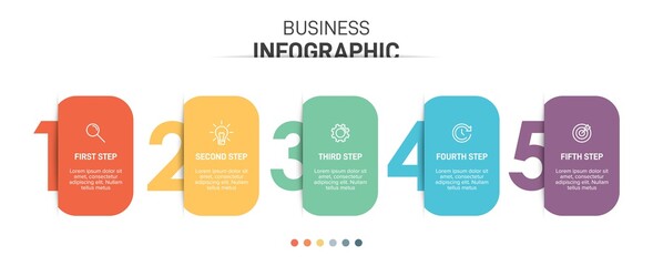 Infographic design with icons and 5 options or steps. Thin line vector. Infographics business concept. Can be used for info graphics, flow charts, presentations, web sites, banners, printed materials.