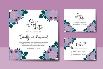 Modern Wedding invitation frame set, floral watercolor Digital hand drawn Beautiful Flower design Invitation Card Template
