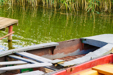 Boat on lake shore